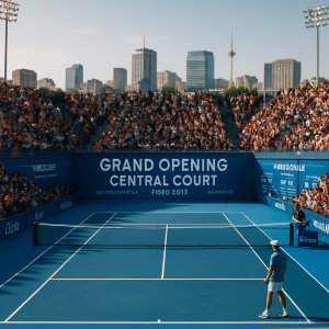 A high-energy scene of the Baku Open Tournaments Central Court opening at Baku Tennis